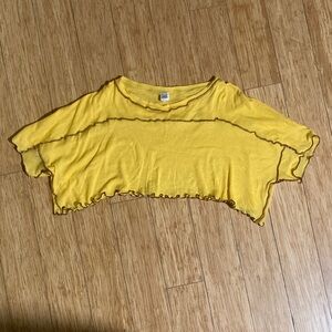 Baserange Yellow Ruffle Hem Crop Top